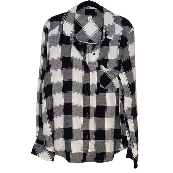 BP flannel plaid button down black white large - Picture 1 of 12